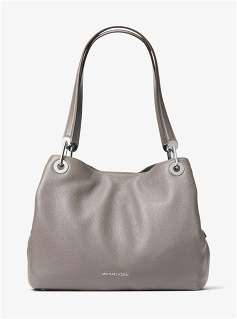 michael kors raven pearl grey|Raven Logo Shoulder Bag .